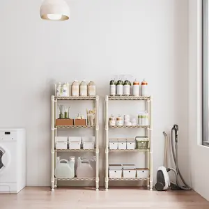 M MZG 1000 lbs 4-Tier Standing Storage Shelves Heavy Duty Steel Shelving Unit Adjustable Wire Rack for Office Garage Kitchen camel 11.8'' D x 23.6'' W x 47.5'' H