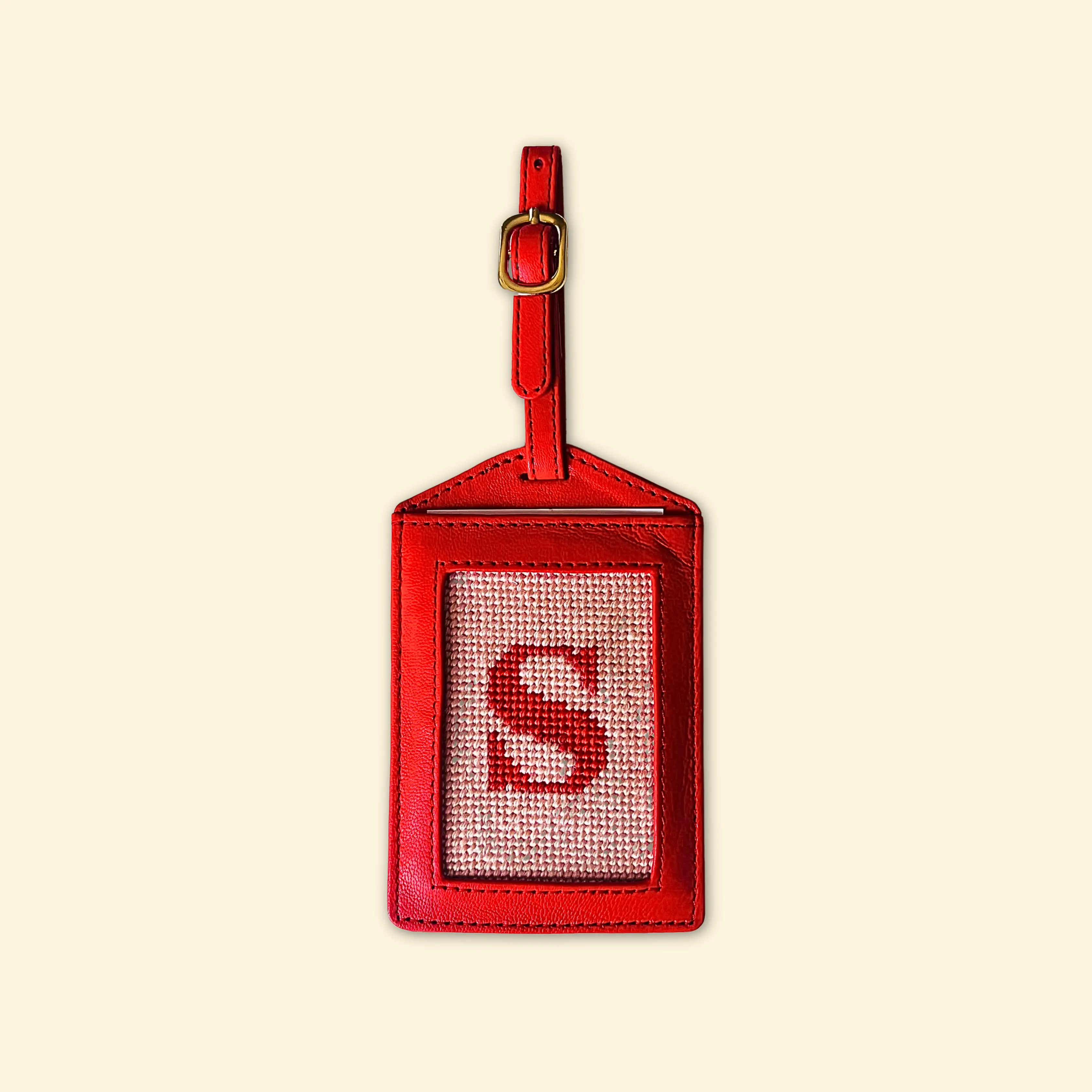 Happy Stitching - Our Initial Thought Luggage Tag Needlepoint Kit - All-in-One, Self-Finish Needlepoint Kit - Monogram Craft Kit