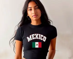 Mexico Baby Tee,  Fitted Mexican Crop Top, Mexican Flag Cropped Top, Summer Y2K Top, Crop Tops For Teens and Women, Womens Cinco De Mayo Tee