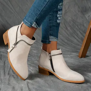 Women'S Fashion Retro Solid Color Ankle Boots - Short Shoes with a Pointed Toe And Mid-Heel, Comfortable for All Seasons, Featuring a Non-Slip TPP Sole, Available in Six Colors, Cozy Chelsea Short Shoes for All Seasons, Women Shoes