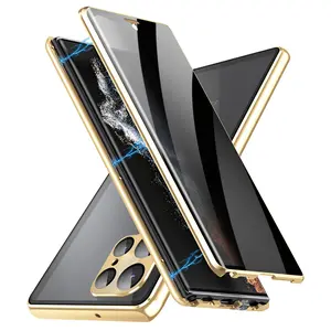 360° Anti-Prying Magnetic Glass Case for Samsung Galaxy S25Plus 24FE 23 22 21 Ultra Cellphone Protection Cover