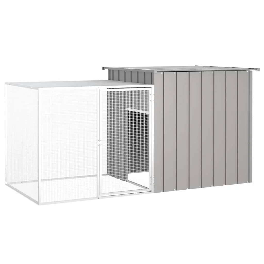 vidaXL Rabbit Cage, Rabbit Hutch House Garden Small Animal Cage, Rabbit Run Enclosure for Outdoor Backyard Farm Use, Gray Galvanized Steel 3155528