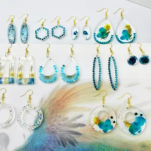 10Pcs Resin Earring Mold,Silicone Epoxy Resin Jewelry Molds Set Dangle Pendant Molds for Women,Jewelry Making Tools Crystal Craft Kit Crystal Diy Charms