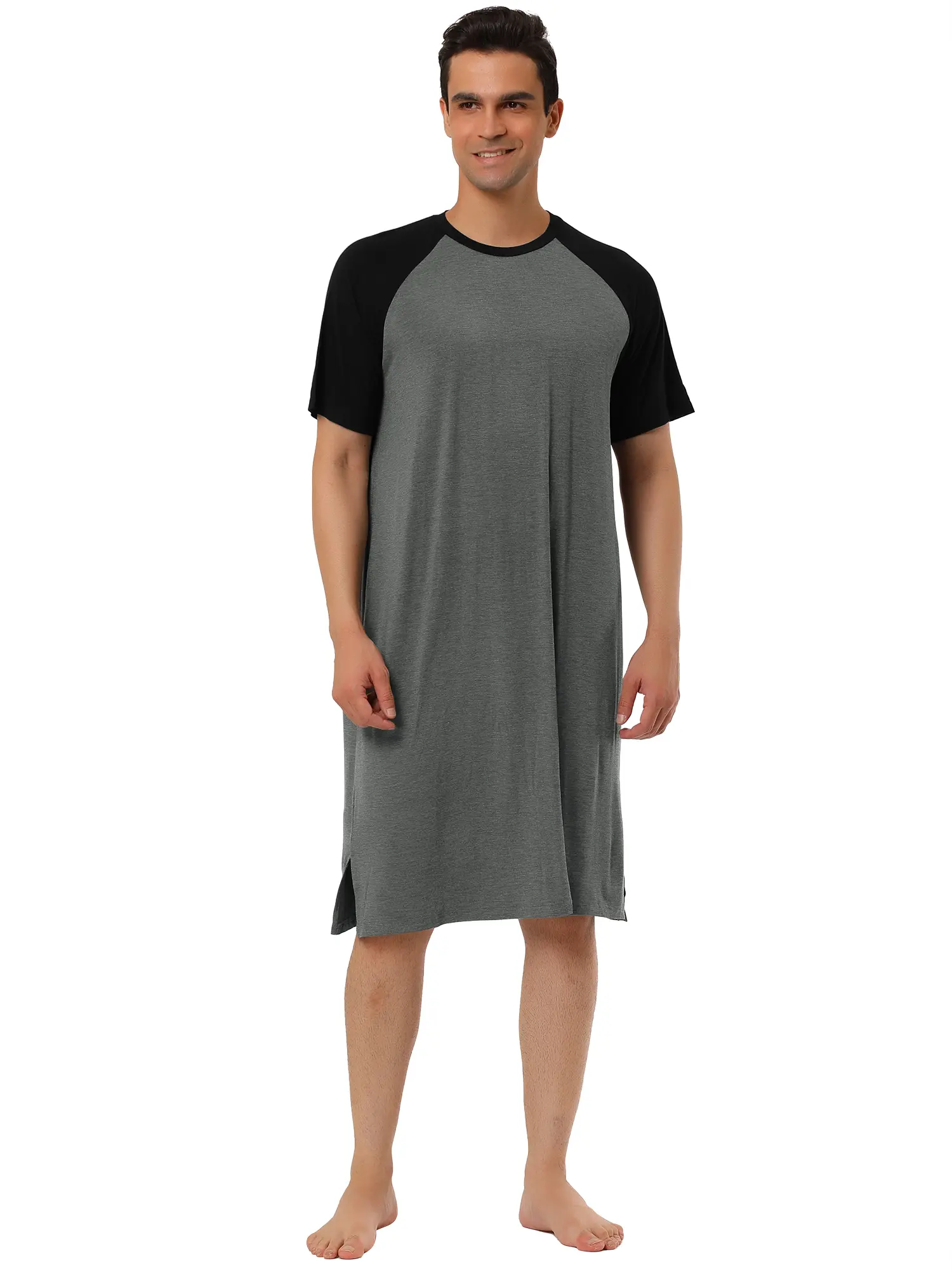 INSPIRE CHIC Men's Sleepwear Color Block Crew Neck Raglan Sleeves Lounge Pajamas Nightgown