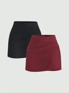 Elegant French Tweed Skirt Set for Women, Half-Sleeve Dress, High-End Party Chic Style, Wrinkled Design, Fall Winter Fashion Womenswear