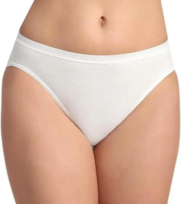Fruit of the Loom Women's 3 Pack Assorted Cotton Hi-Cut Panties White