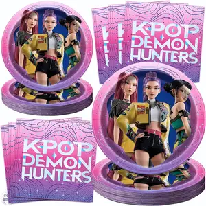 KPop Demon Hunters Plates and Napkins for 16| KPop Demon Hunters Birthday Decorations| Dinner and Dessert Plates| Officially Licensed2026