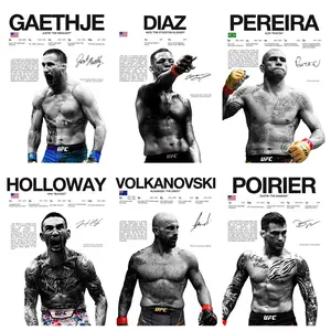 UFC star canvas poster, Pereira, Volkanovski, Holloway, Diaz, Gaethje, Poirier signed style prints, MMA legendary fighter collection, decoration for men's gym, bedroom, dormitory, must-have collectible for MMA fans