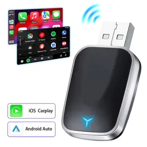 Wireless CarPlay Adapter 2025 Upgraded,for 2.4/5G WiFi and Bluetooth 5.0,Plug & Play,Hands-Free Call/Music/Navigation,Type-C &USB Adapter， multi-functional box car play conversion box car wireless two in one carplay adapter bluetooth car adapter wireless
