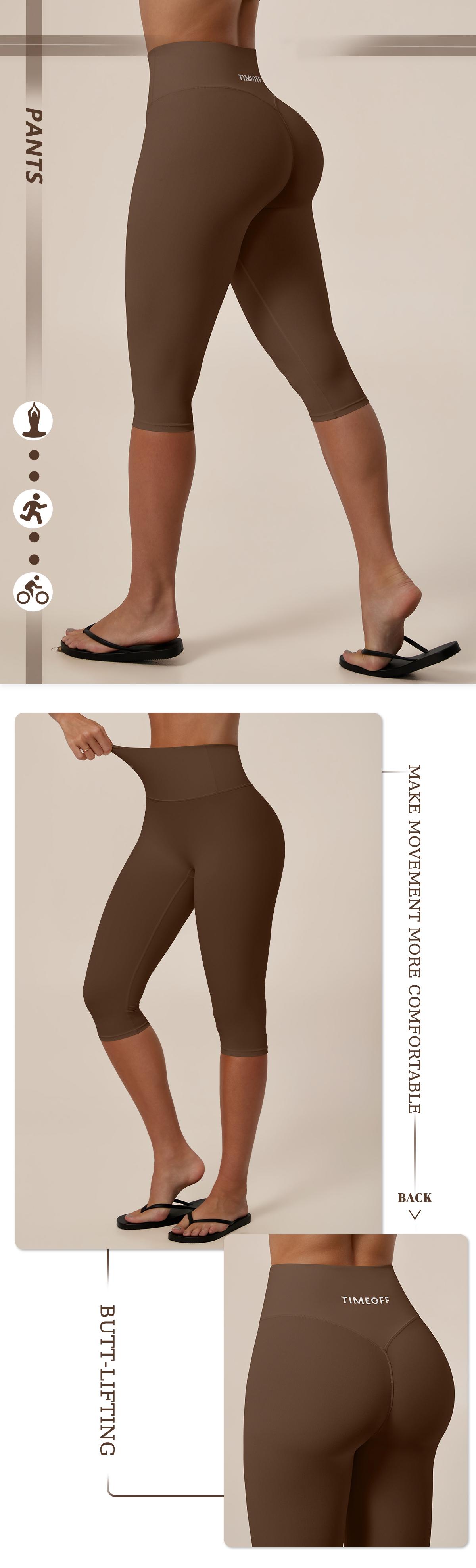 TIMEOFF Women's Capri Workout Leggings, Seamless High-Waisted Design with Butt-Lifting Sculpt & Anti-Slip Waistband for Yoga, Leggings Women