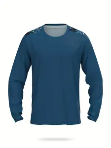 Men's sports fitness long-sleeved outdoor badminton quick-drying training shirt, casual thin running top, fitness sports suit