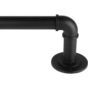 Industrial Blackout Wrap Around Curtain Rod 7/8 Inch Diameter Black, Fits Windows 28 to 48 Inches, Suitable for Indoor and Outdoor Use