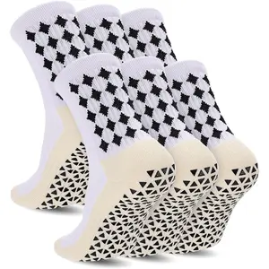 3/6 Pairs Grip Soccer Socks Men Women Non-slip Sports Socks for Basketball Football Athletic
