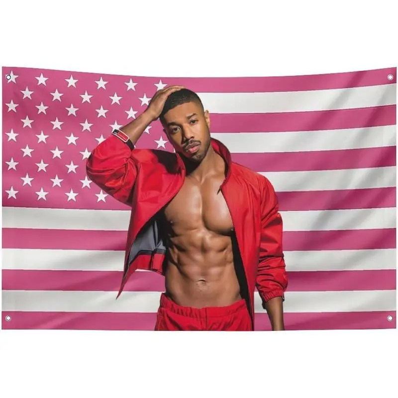 DJRTHYU Funny Michael B Jordan Tapestry, Banner Art Tapestries, Living Room Wall Hanging, Room Decor Indoor-Outdoor Home Supplies Light Decoration