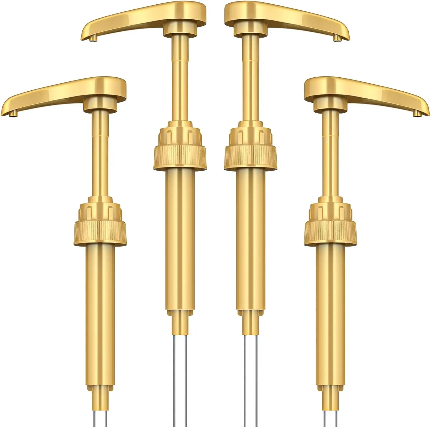 Coffee Syrup Pump Dispenser, 4 Packs of Syrup Pump for 750ml/25.4 oz Syrup Bottle, Gold Pumps for Coffee Syrup Bottle, works with Torani, DaVinci, Jordans Skinny 750ml Syrups Bottles (Gold)