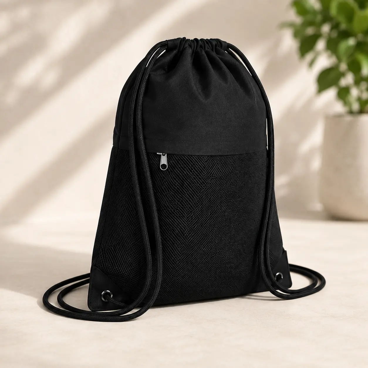 Drawstring Backpack for Sports - Small Gym Bag for Men & Women Lightweight Cinch Drawstring Sackpack with Mesh Pocket, Machine Washable – for Beach, Travel, Yoga, Swimming & Daily Carry