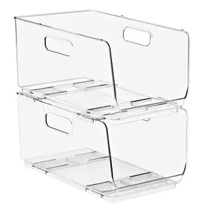 Sorbus Clear Stackable Storage Bins - Open Front Pantry Boxes (Medium 2 Pack) Household Kitchen Organiser Pet