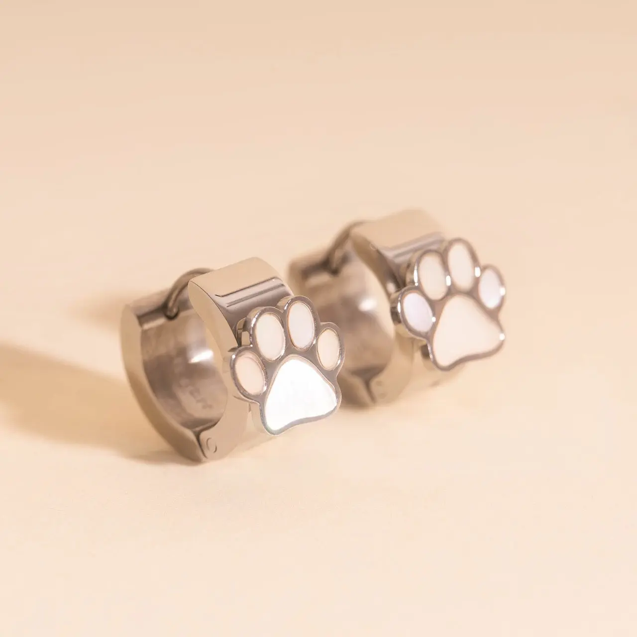 Paw Print Super Chunky 3D Huggie Hoop Earrings Paw Print Super Chunky 3D Huggie Hoop Earrings