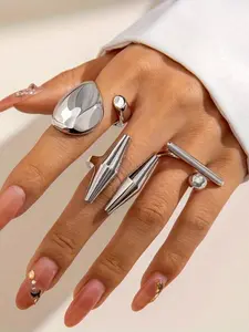 Set of Three Unique Asymmetrical Rings, Perfect for Parties and Dance Events, Stylish Jewelry Gift Idea, Trendy Accessories for Women