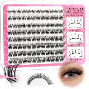 YIDUO Self-adhesive false eyelash clusters Naturally Slender Manga Style Glue-free false eyelash extensions Lightweight D-curl clusters Clustered false eyelashes 8-16mm pre-glued clusters Individual false lashes Effortless makeup application