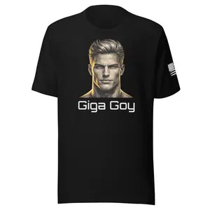 Deep State Drip Giga Goy Fitted Short Sleeve Crew Neck T-Shirt for Everyday Wear - Premium Combed Cotton, Medium Length, Summer Fashion