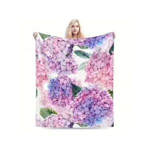 Cozy Pink Lavender Hydrangea Throw Blanket - Soft Flannel, 80x60 |   Home Decor, Bed, Couch |   All-Season Comfort, Travel Blanket, Travel Comfort | Floral Pattern | Fiber, Hydrangea Decor, Birthday Mother's Day Size 70x140cm/27.56x55.12 In