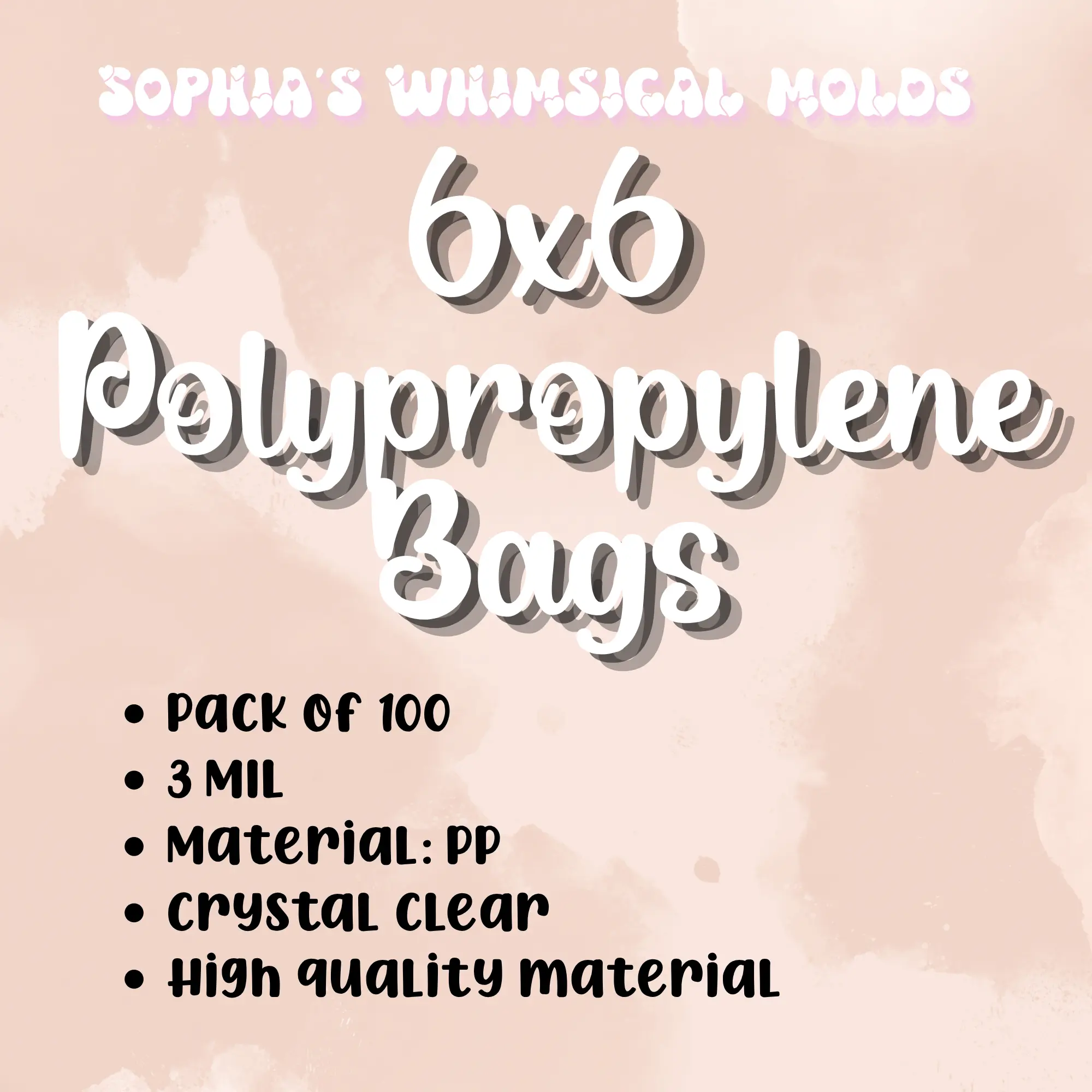 6x6 Polypropylene Bags — 3mil Thickness (Pack of 100)