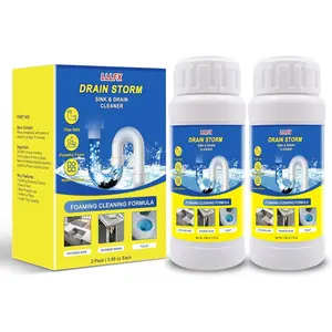 2-Pack  & Safe Sink and Drain Cleaner ,  Foaming Sink & Drain Cleaner Effectively Dissolves Blockages And Unclogs Pipes | For Kitchen, Bathroom, Toilet Pipes & Floor Drains