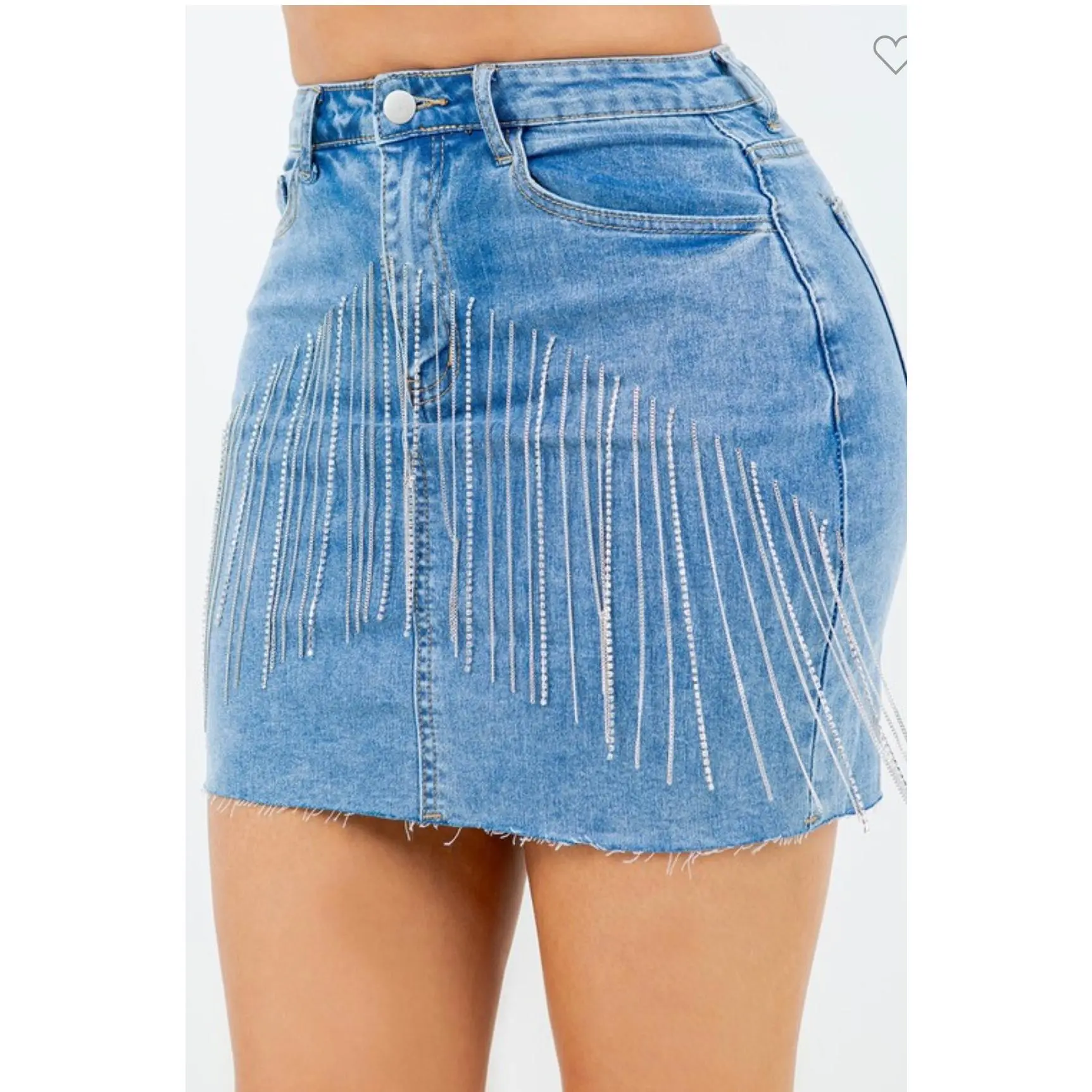 Rhinestone denim skirt