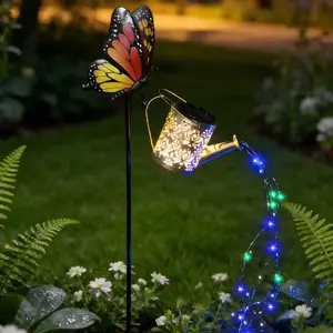 Solar Butterfly Water Jug Lamp Outdoor Ground Plug Light, Realistic Animal Design, Solar Landscape Lights, Garden Decoration Landscape Lighting
