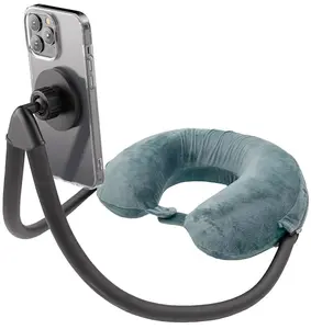 Travel Neck Pillow with Memory Foam & Magnetic MagSafe Phone Holder for iPhone - Ultimate Comfort for Long Journeys