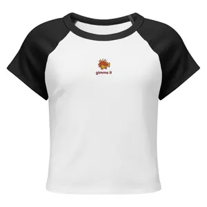 Gimmie It! Schmidt New Girl Embroidered Quote - Women’s Micro Ribbed Raglan Baby Tee Fit Womenswear Top