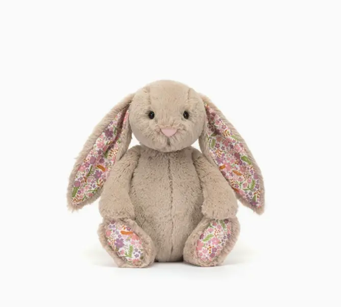 Vintage Cottage‑Core Floral Lop Ear Bunny Plush Decorative Stuffed Rabbit Doll Bedroom Shelf Aesthetic Decor