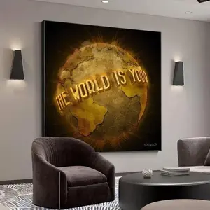 [Sale up to 30%]  The World Is Yours Golden Scarface Poster Inspirational Wall Art Pictures Painting Living Room Home Decor Photo Print