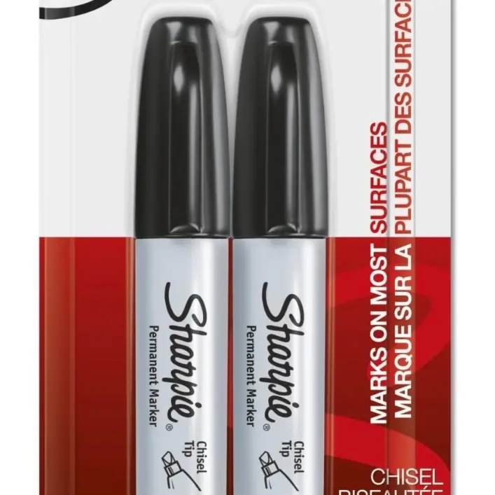 Sharpie Permanent Markers, Chisel Tip, Black, 2 Count