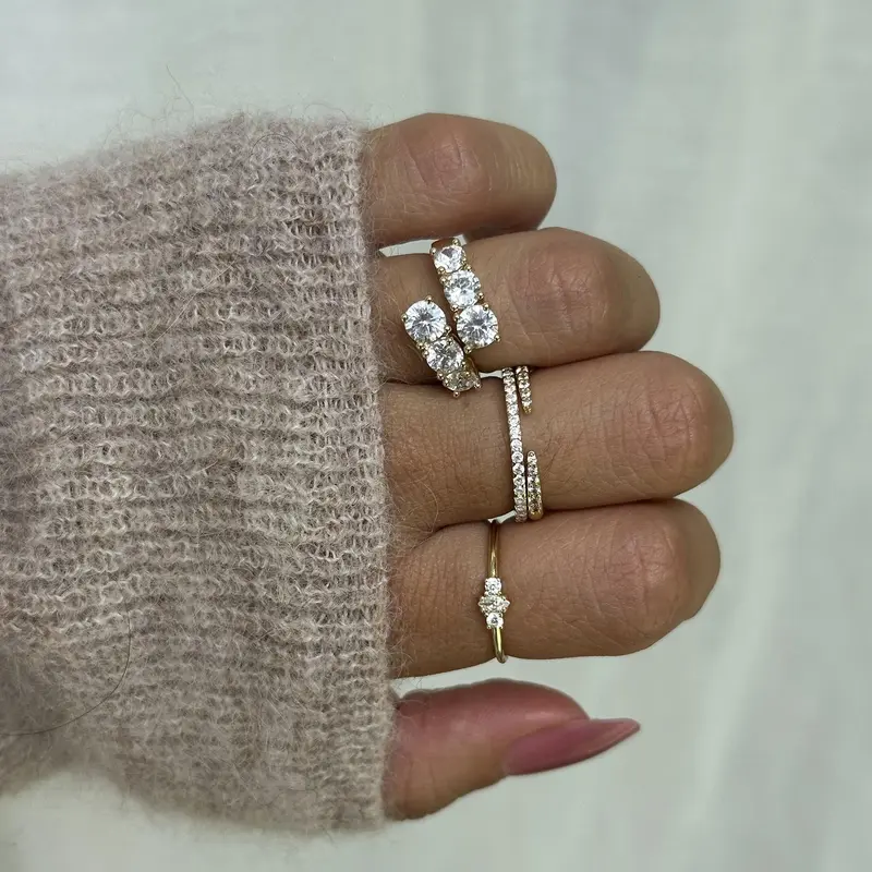 PAVOI 14K Gold Plated Solid 925 Sterling Silver CZ Simulated Diamond Stackable Ring Eternity Bands for Women PAVOI 14K Gold Plated Solid 925 Sterling Silver CZ Simulated Diamond Stackable Ring Eternity Bands for Women