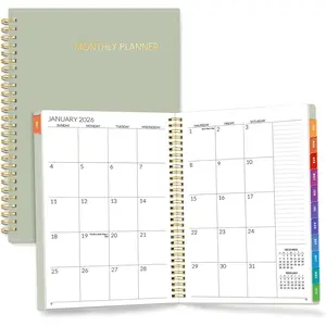 2026-2027 Planner - 24 Months (Jan 2026 - Dec 2027) - 7"x10" Monthly Spreads & Yearly Planner, Sage Green