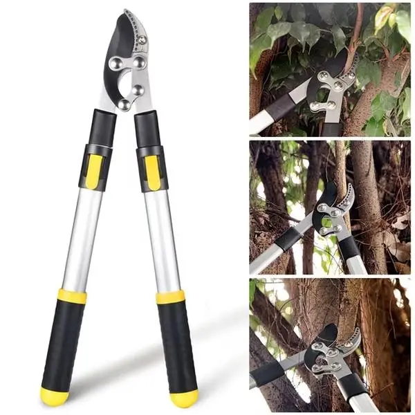 Heavy-Duty Telescopic Thick Branch Pruning Scissors - Labor-Saving Ergonomic Dual-Blade Garden Loppers with Cut with Control, Garden Shears Pruning, Durable Backyard Outdoor Maintenance Tool