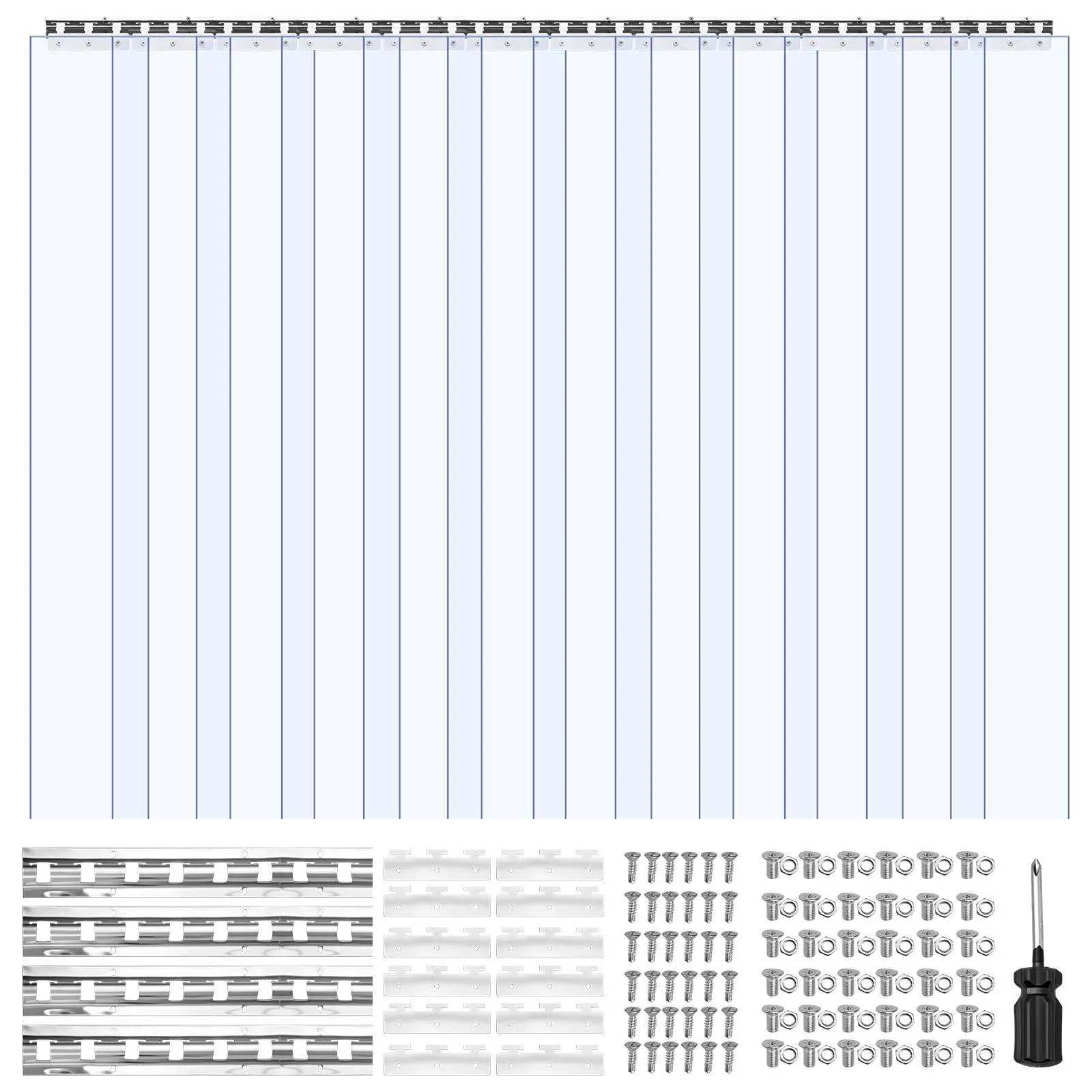 【SummerFinds】VEVOR Clear PVC Strip Curtain, 84 in Height x 72 in Width x 0.08 in Thickness, 12 PCS Walk in Freezer Cooler Curtain Strips, Smooth Waterproof Plastic Door Strips for Warehouse, Freezer, Garage Doors