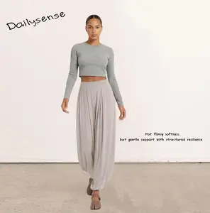 Women's Wide Leg Pants with Pockets Lightweight Loose Draped Casual Palazzo Lounge Pajama Harem Pants