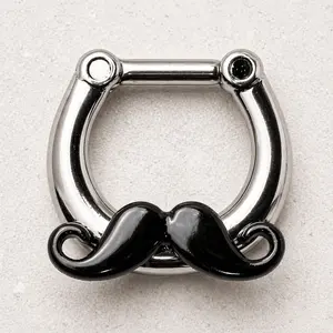 Surgical Steel Mustache Septum Clicker