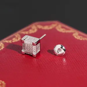 [ICE HUE]18K Gold Vacuum Plated S925 with 5A+ Sri Lanka Full Moissanite Zircon Earrings Miami Italy Mexico & Micro Inspired for Women & Men Luxury Jewelry,Daily Wear,Casual Fashion,Gift Idea,Chicano,Classic,Hip Hop,Simple,Sporty Style, Stud Earring