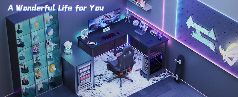 Sweet Furniture Computer Desk-50 Inch L Shaped Office Desk with Storage and CPU Stand, Modern Writing PC Wood Work Desk for Home Office Gifts gamer Sweet Furniture Computer Desk-50 Inch L Shaped Office Desk with Storage and CPU Stand, Modern Writing PC Wood Work Desk for Home Office Gifts gamer