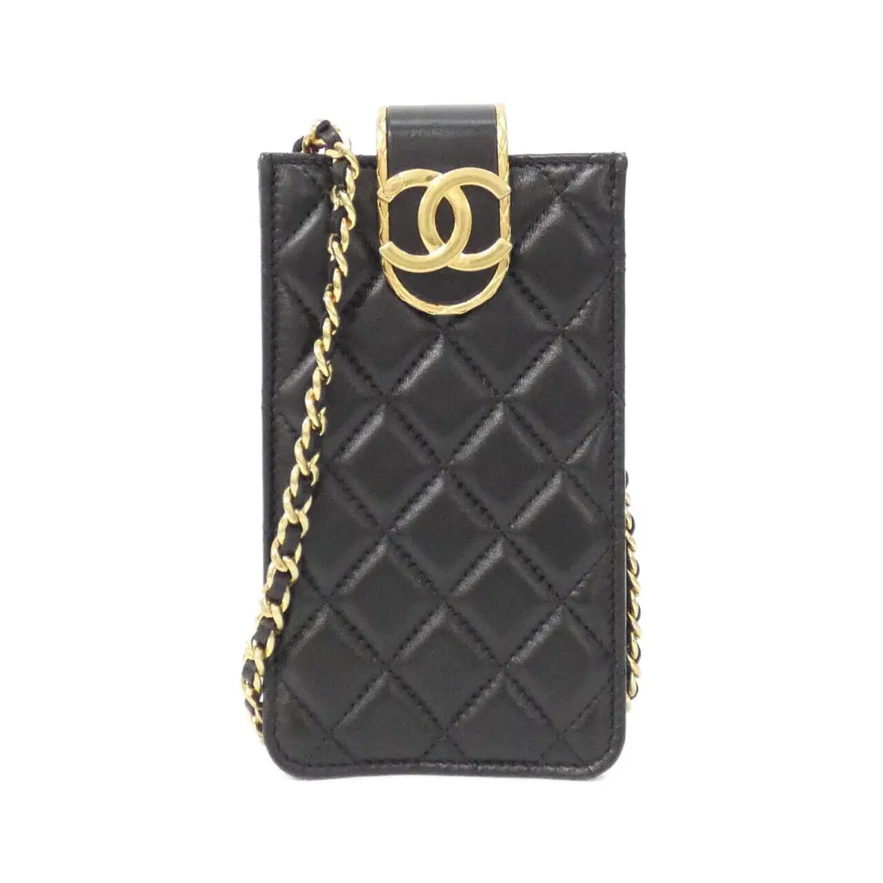 Pre-owned CHANEL Lambskin Small Leather Goods Phone Case
