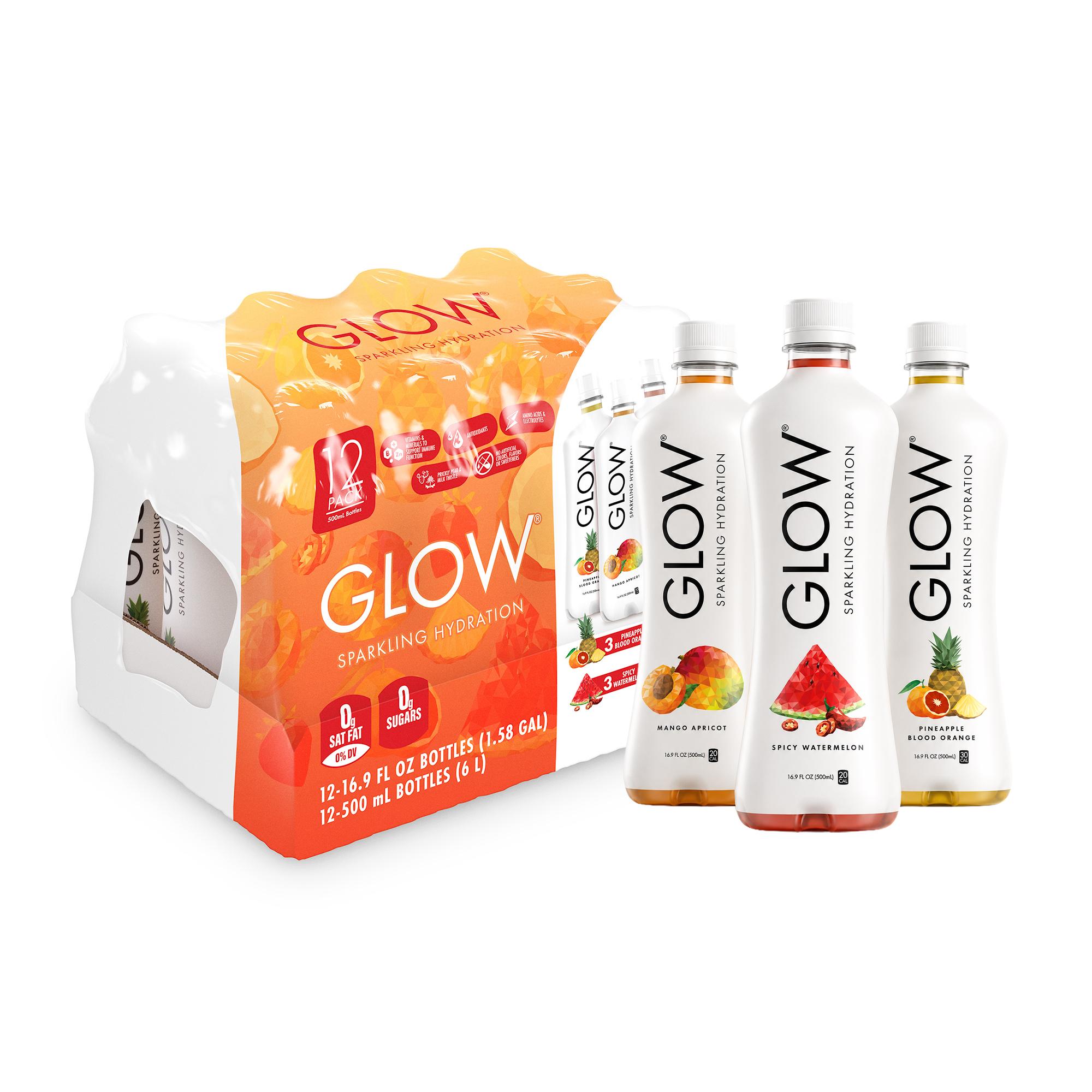 GLOW Sparkling Hydration – Sugar Free Electrolyte Drink with Vitamins & Antioxidants, 16.9 fl oz