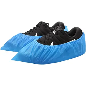 Shoe Covers Disposable Non-slip for Indoors -100 Pieces (50 Pairs) Waterproof Premium CPE Booties Shoes Protectors Coverings, fits up to size 11 US Men and 13 US Women, Blue, Large