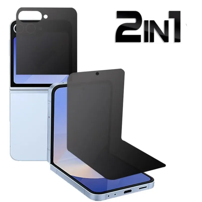 Privacy Screen Protector Film for Samsung Galaxy Z Flip 7/6/5, Protective Internal Privacy Tpu Film + External Privacy Glass, Full Coverage Protection Smartphone