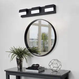 LED Contemporary Vanity Lights Fixture Bathroom Wall Light Over Mior Matt Black 3 Lights Dimmable