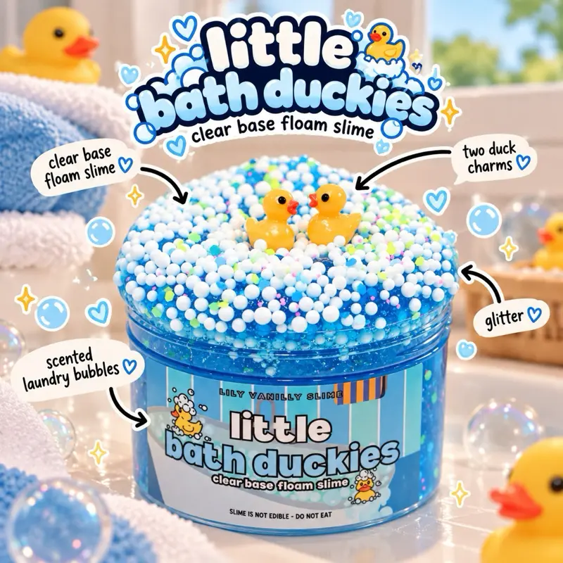 Little Bath Duckies Clear Floam Slime with Two Bath Duckies and Sprinkles