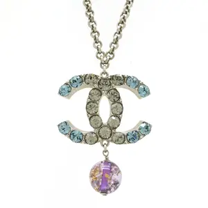 Pre-owned CHANEL Zinc Alloy Small Leather Goods Coco Mark Pendant Necklace